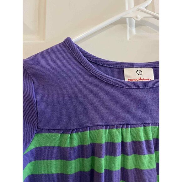 Hanna Anderson Girls Size 8 Green and Purple Striped Dress Long Sleeve - Picture 7 of 8